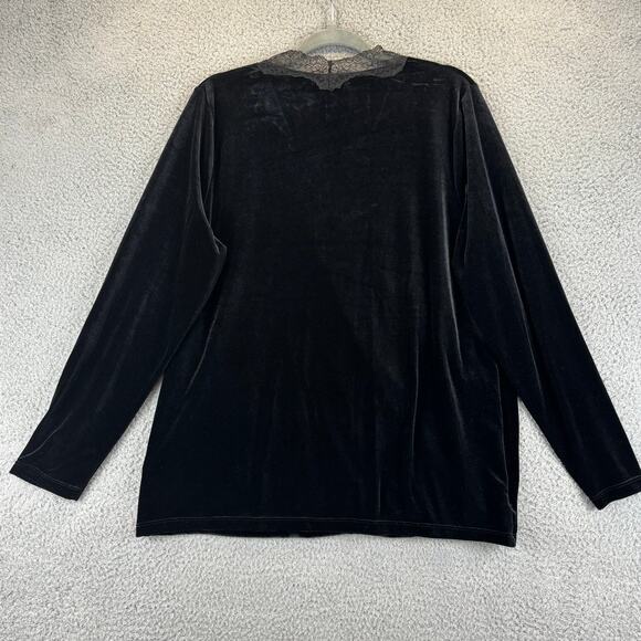 Ralph Lauren Velvet Blouse Womens 2X Black Trim Faux Wrap Business Office LRL - Picture 6 of 7